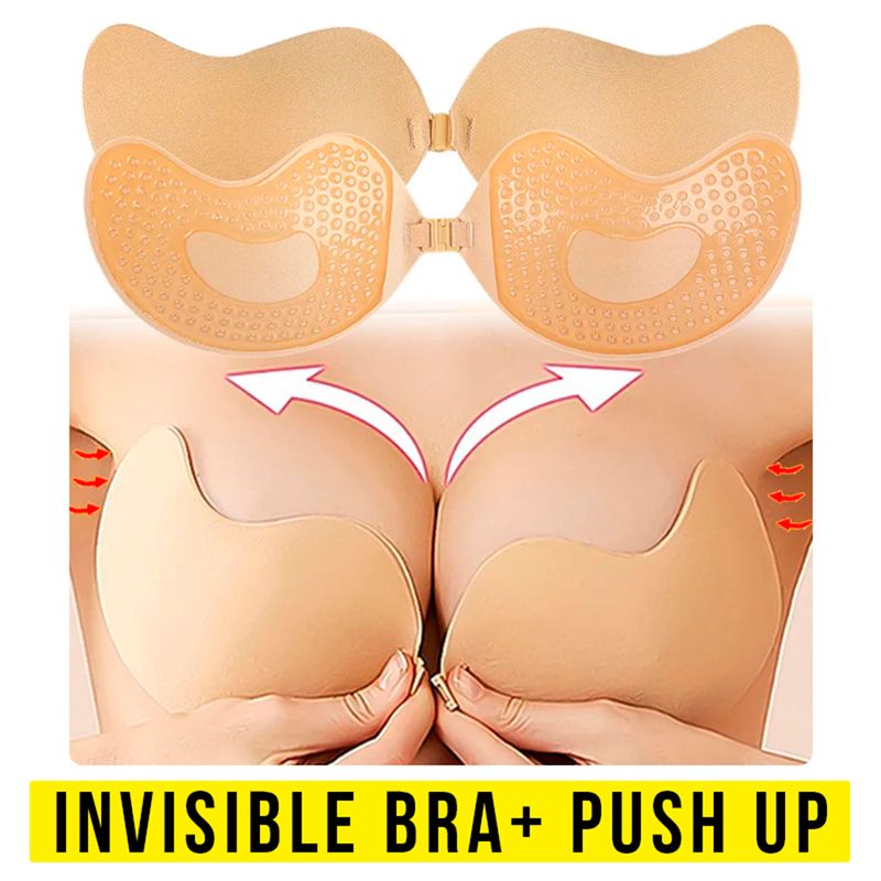 Brasier Beige Invisible con Levantador y Ajustador Sosten Push Up Copa B Talla S Real Plaza