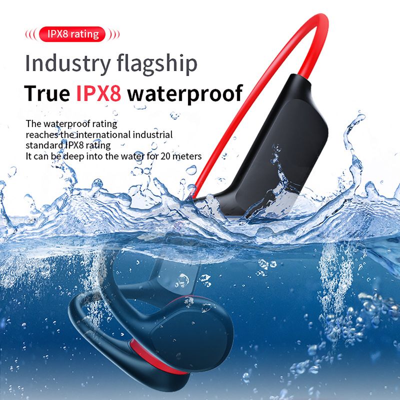 Auriculares de conducción ósea impermeables para natación, auriculares  Bluetooth abiertos, IPX8 bajo el agua con micrófonos, memoria 8G (negro)