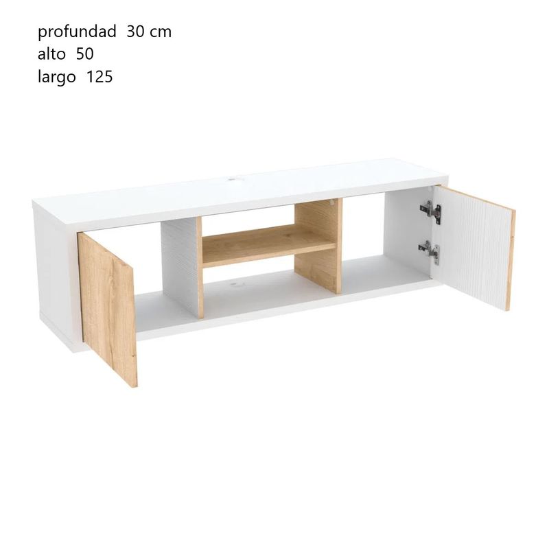 Canes mueble tv blanco mate y natural duna pequeño