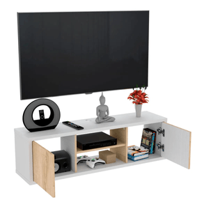 Mueble para TV flotante 2 puertas Santy color Blanco/Duna TU MESITA