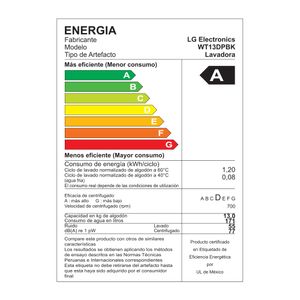 Lavadora LG Carga Superior 13 Kg WT13DPBK Gris