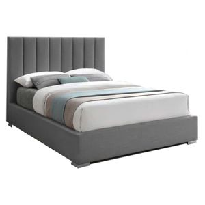 Cama Tapizada Listón LeMueble 1.5 Plz Plomo Oscuro