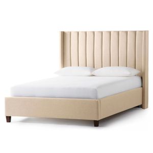 Cama Tapizada Listón LeMueble 2 plazas Beige