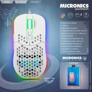 Mouse Gamer Micronics Warrior MIC GM827w Blanco
