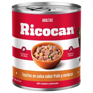 Comida para Perros RICOCAN Adulto Todas las Razas Pollo y Verduras Lata 290g