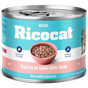 Comida para Perros RICOCAT Cachorro Todas las Razas Carne Lata 190g