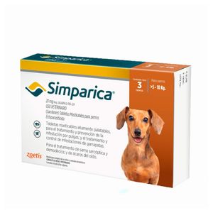 Antipulgas para Perros Simparica de 5 a 10 Kg x 3 Tabletas