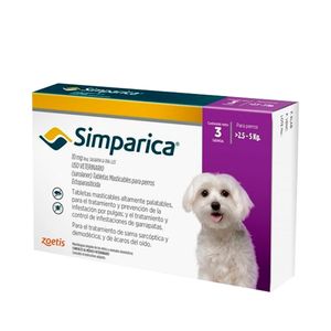 Antipulgas para Perros Simparica de 2.5 a 5 Kg x 3 Tabletas