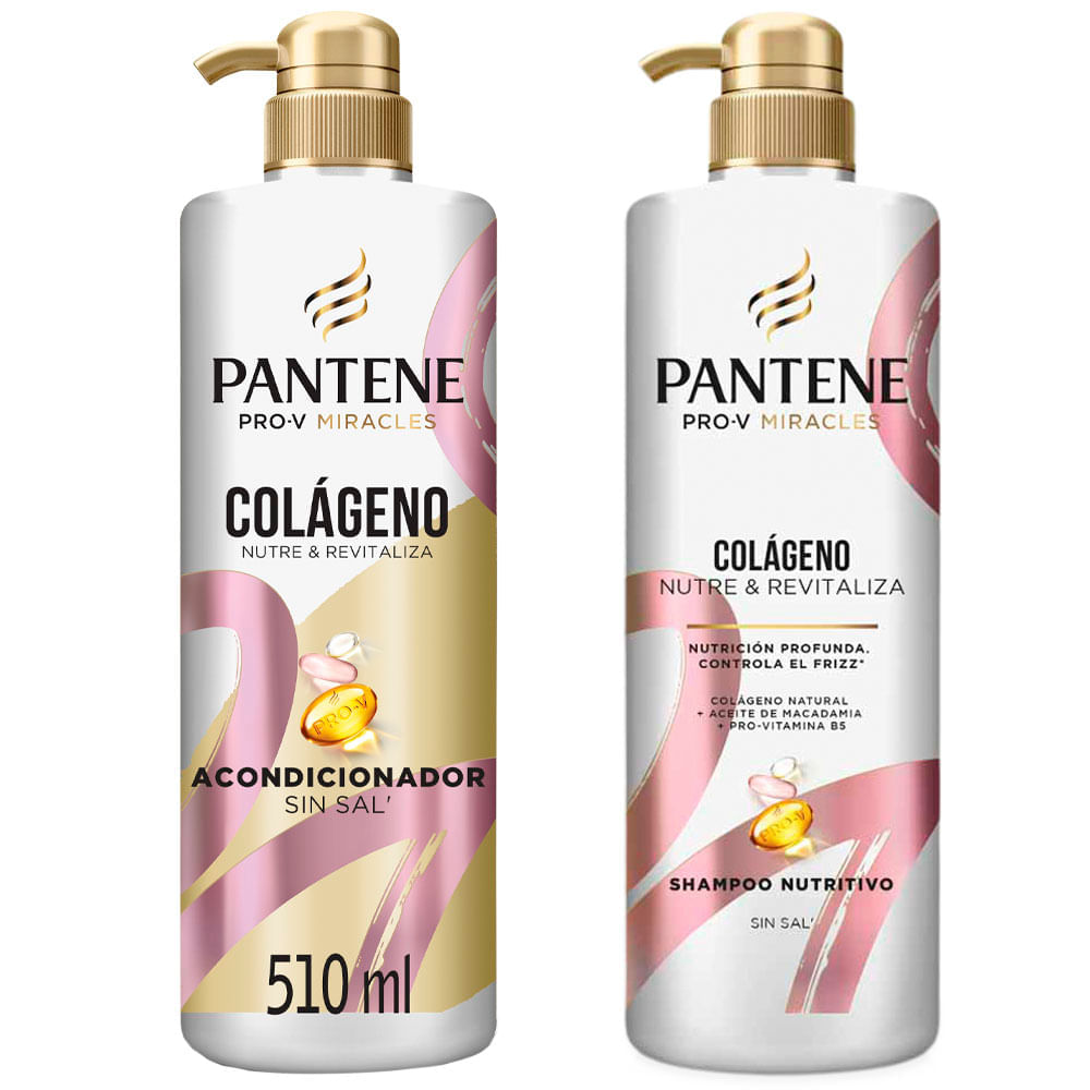 Pack PANTENE Shampoo Pro-V Miracles Colágeno Nutre & Revitaliza 510ml ...