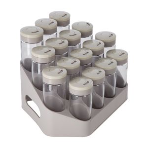 Set 16 Especieros con Rack Tipo Escalera 10,8x16x25,9 cm