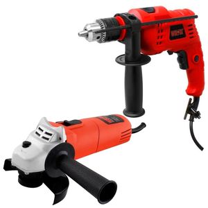 Amoladora Angular 4 1/2" 500W WF0005 + Taladro Percutor 1/2" 500W WF0002 Wolfox