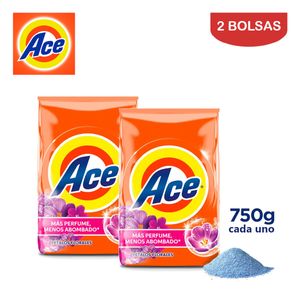 Detergente en Polvo Ace Pétalos Florales 750 Gramos Pack 2 Bolsas