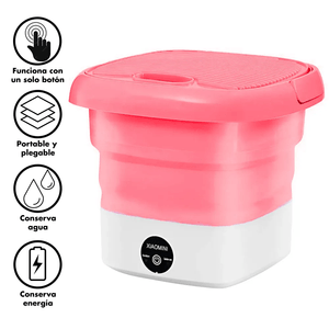Mini Lavadora Portátil Plegable con Centrifugado - ROSADO