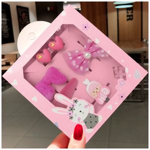 Set de 8 Ganchitos Kawaii Niñas Accesorio de Cabello S47 Rosa-Corazón
