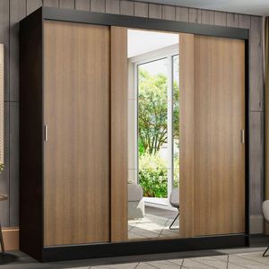Ropero Madesa Reno 3 Puertas Corredizas Armario Doble con Espejo