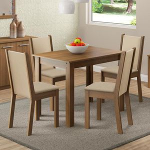 Juego de Comedor Cíntia Madesa Tapa de Madera 4 Sillas