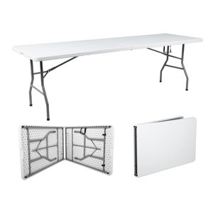 Mesa Plegable Maleta Grande 180cm x 76cm Camping Terraza Blanca