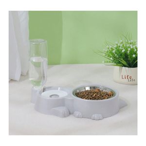 Plato y Bebedero Para Perro o Gato Doble Plato Con Botella