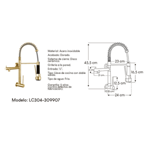 Llave ganso Dorado con resorte Lion Castle 304-309907
