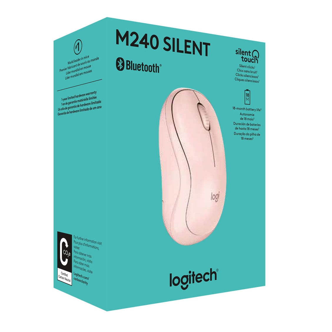 Mouse Logitech M240 Silent Bluetooth Rosado Real Plaza 2536