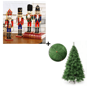 Combo Muñeco Cascanueces 30cm + Árbol Navidad Clásico 180cm