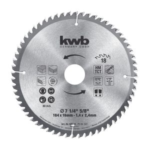 Disco sierra circular Hm 7 1/4"x5/8" 60d Kwb