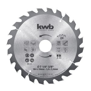 Disco sierra circular Hm 7 1/4"x5/8" 24d Kwb