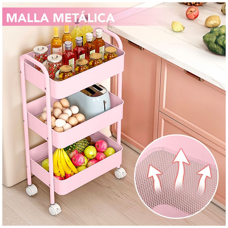 A la Cart Storage Cart Pink / Carrito Organizador con Ruedas Rosa