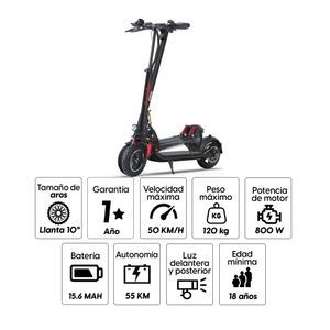 Scooter eléctrico Kaabo Skywalker 10C ECO 800 10", autonomía hasta 55 km, vel. 50 km/h, 800w, carga de 8 horas