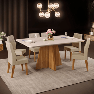 Juego de Comedor Amalia 6 Sillas Off White