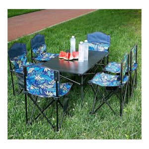 Mesa + 6 Sillas Plegable De Camping Playa Piscina Terraza Flores