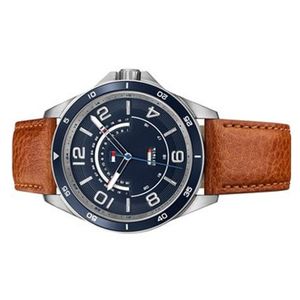 Reloj Tommy Hilfiger Ian 1791391 Acero Inoxidable Correa De Cuero Marrón Azul