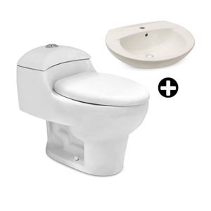 COMBO de Baño Orange Ártico Blanco: Inodoro One Piece + Lavatorio