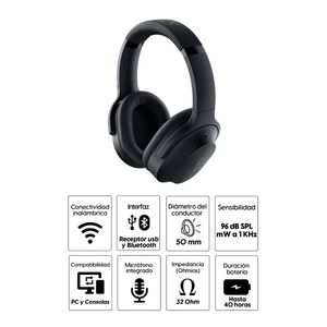 Audífonos gamer Razer Barracuda Pro con micrófono, inalámbricos, wireless, negro