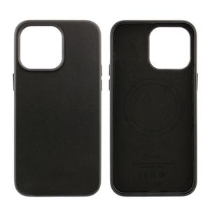 Case para iPhone 14 Pro Max, piel sintentica, con MagSafe para carga inalámbrica, para accesorios magnéticos, negro