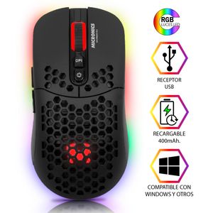 Mouse Gamer Inalámbrico Micronics Warrior GM828RX Negro