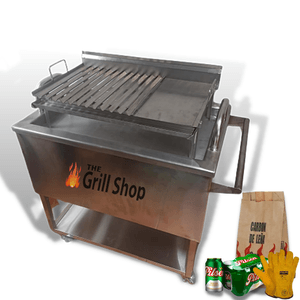 Caja China Grande Full Acero Grill Shop + Guantes + Carbon + Sixpack