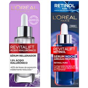 Pack L'Oréal Serum Hialurónico Revitalift 30ml + Serum Noche Revitalift Retinol Anti Arrugas 30ml