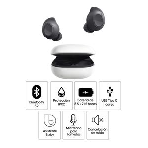 Audífonos bluetooth True Wireless Samsung Galaxy Buds FE resistente al agua IPX2, duración máx. 8.5 horas, cancelación de ruido, negro