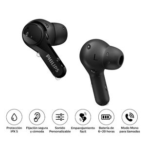 Audifonos In Ear PHILIPS True Wireless TAT3217 Ipx5 26 Horas Negro