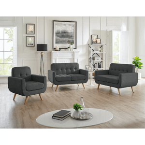 Juego de Sala Rebbe 3 2 1 Alto Hogar Gris Oscuro