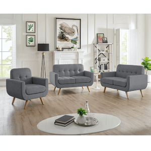 Juego de Sala Rebbe 3 2 1 Alto Hogar Gris