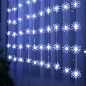 Luces Led Copo de Nieve Guirnalda de Decoración Navidad Blanca