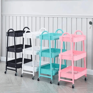 Organizador Multiusos De Metal Turquesa 3 Niveles Con Ruedas