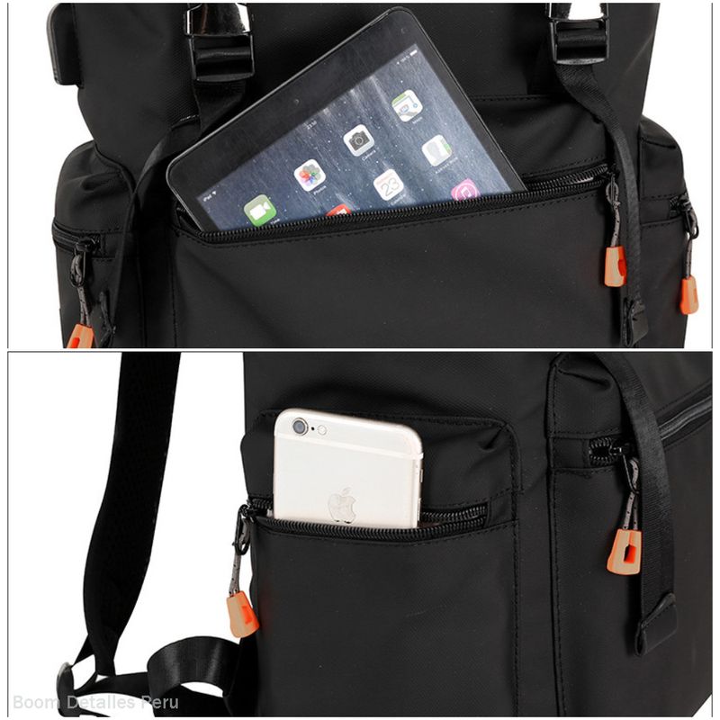 Mochila Hombre Moda Urbana con Porta Laptop y USB Mochila Impermeable Negro  - Real Plaza