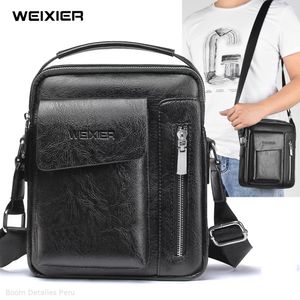 Morral Hombre de Cuero Bandolera Casual Impermeable Moda Casual Hombre - Negro