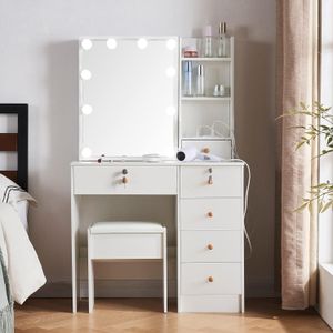 Tocador con Espejo Luces LED Sagitario color Blanco TU MESITA