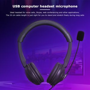 Audifonos Para Computadora Usb Con Cable Cancelación De Ruido En La Oreja Negro