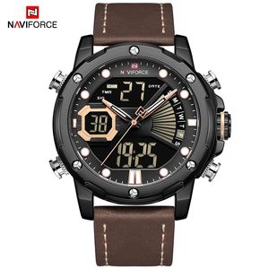 Reloj Naviforce Acero Negro y Cuero Marrón NAV-73