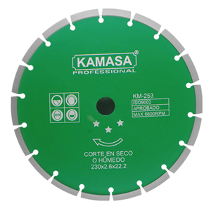 Disco Diamantado Segmentado 9" Húmedo Seco Verde Kamasa